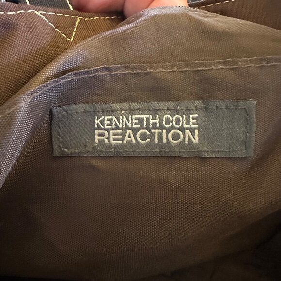 Kenneth Cole Reaction Brown Tote Bag With Contrast Stitching & Multiple Pockets - Picture 3 of 6